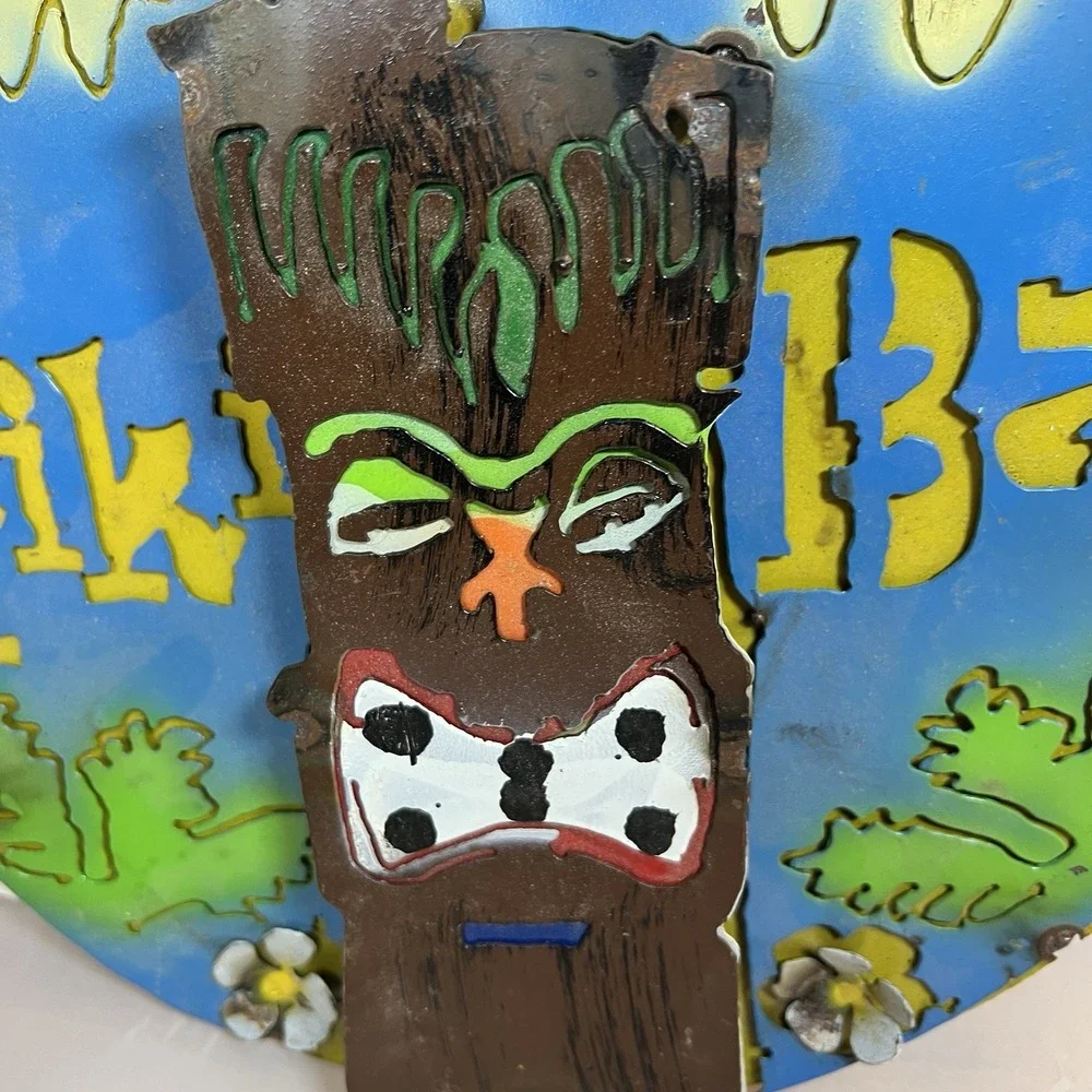 Tiki Beach‎ Bar Tiki Hut Drink Sign 3-D Metal Wall Art  10x10 Handmade